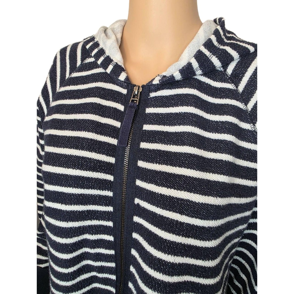 Andrea Jovine Striped Zipper Closure Hood Unisex Hoodie Extra Large - Picture 10 of 13